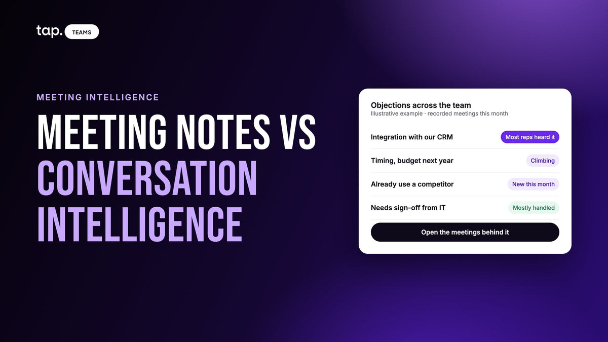 Meeting notes vs conversation intelligence: objections counted across a sales team