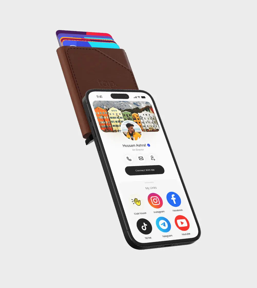 Pocket™ - World’s Most Advanced NFC Cardholder - Brown Tap - Digital Business Card