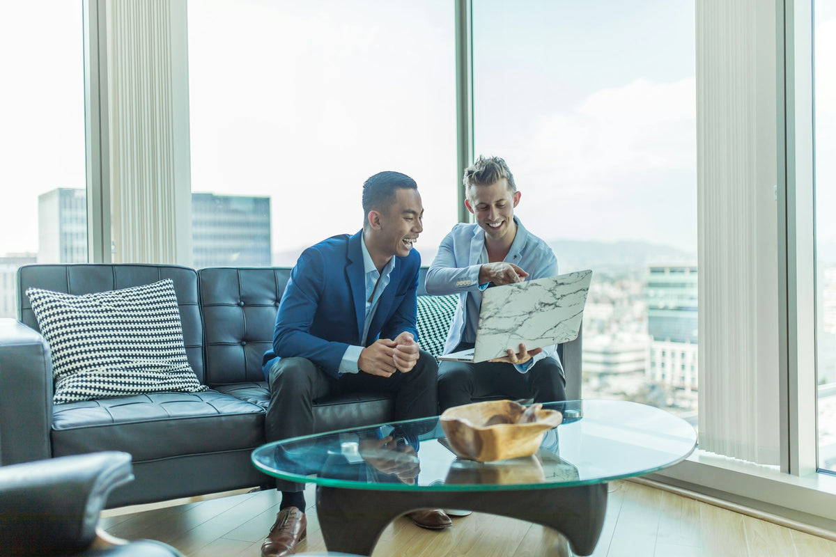 A property agent going through an apartment with a client