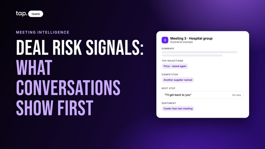 Deal risk signals in sales conversations: open objections, a competitor named and a next step with no date