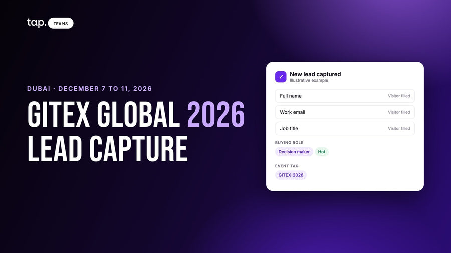 GITEX Global 2026 lead capture: a new lead with buying role and event tag
