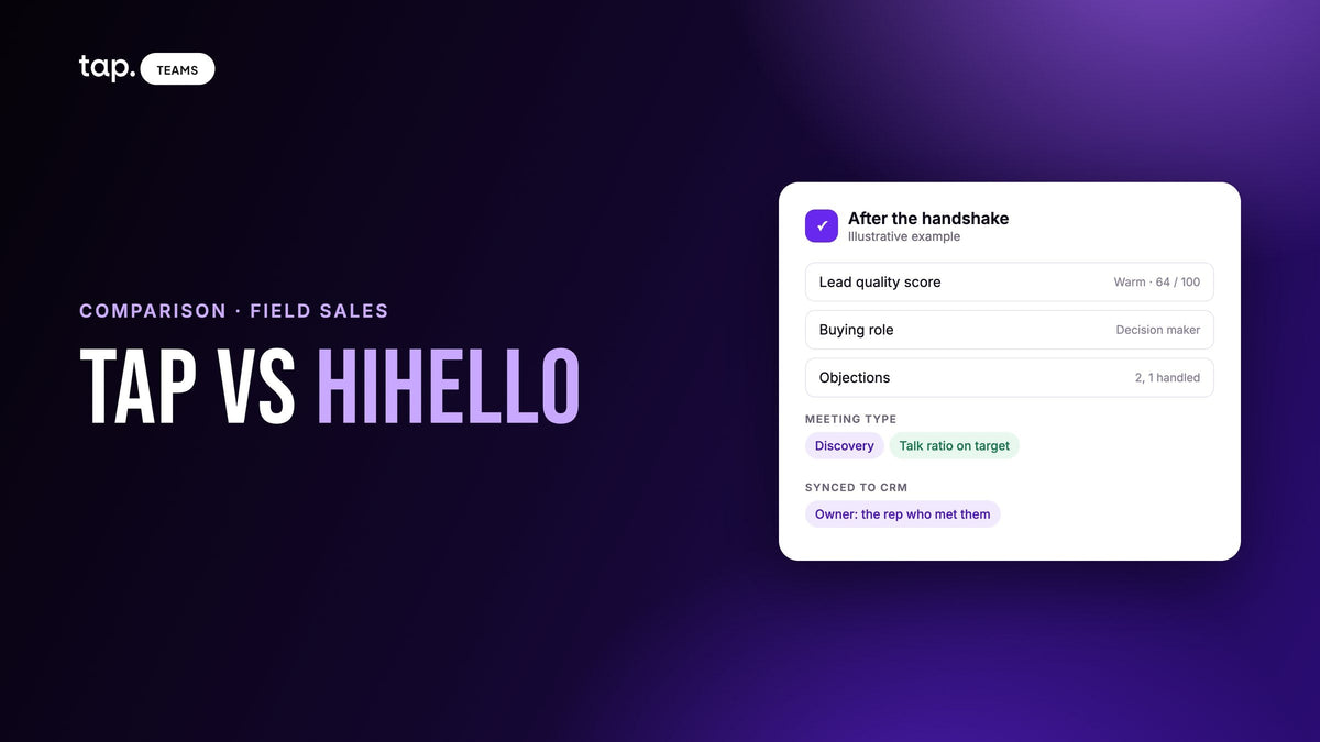 Tap vs HiHello: which fits a field sales team